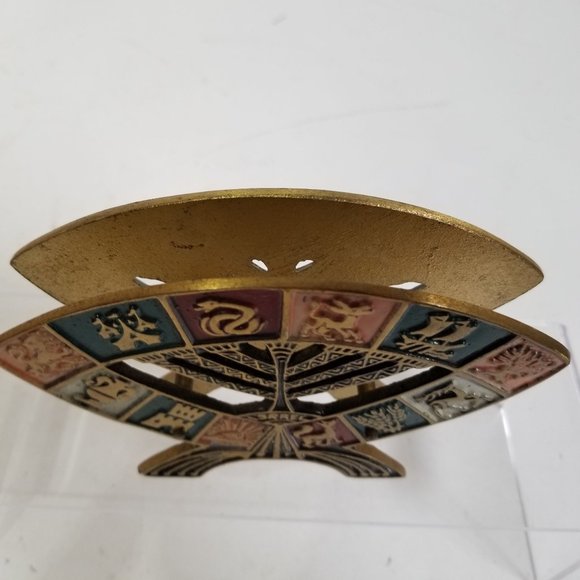 Brass Jewish Judaic Holder Paper Letter Foil Napkin 12 Tribes Israel Shabbot 4x6 - Picture 4 of 11